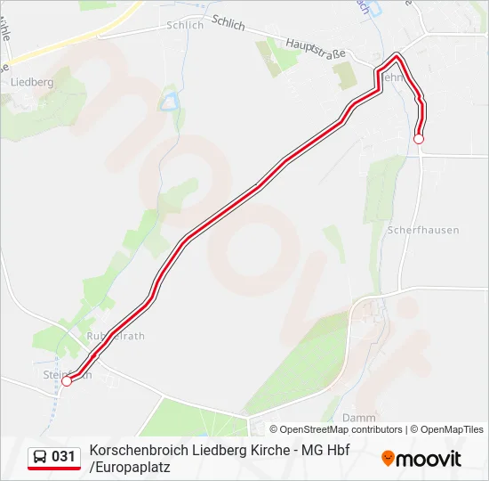 Автобус 031: карта маршрута
