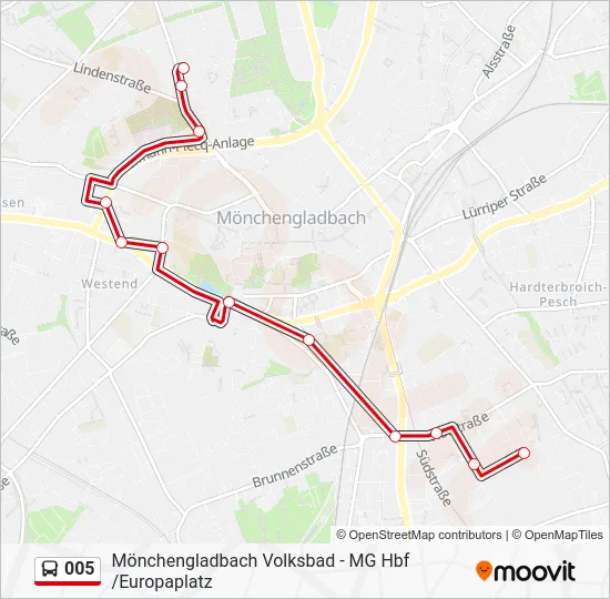 Автобус 005: карта маршрута