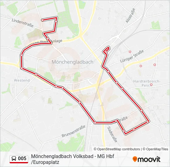 Автобус 005: карта маршрута