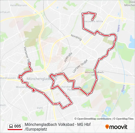 Автобус 005: карта маршрута