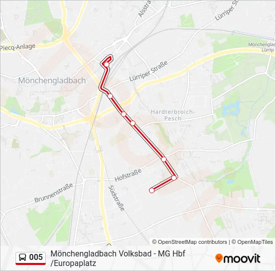 Автобус 005: карта маршрута