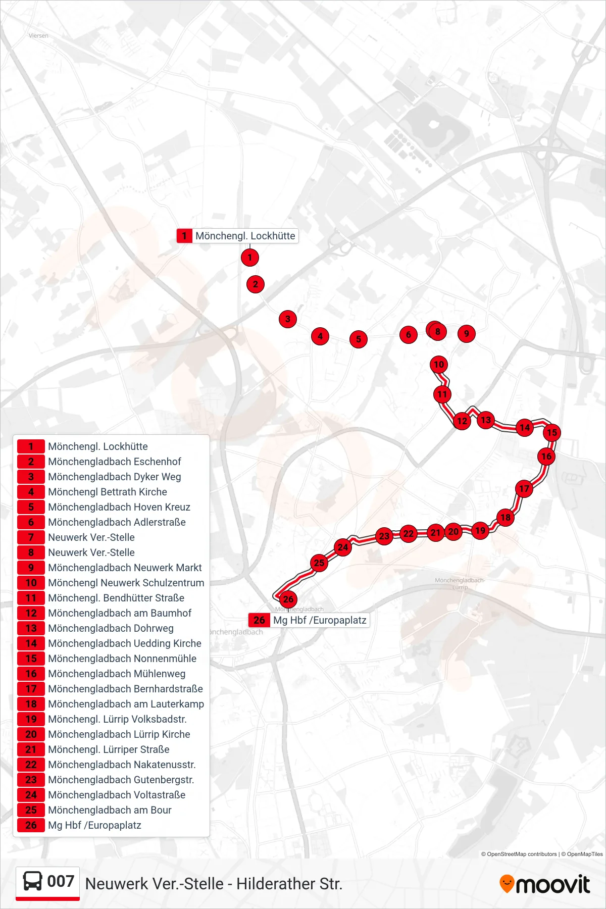 Linie 007 (Bus) Richtung Mg Hbf /Europaplatz: Route und Haltestellen auf der Karte