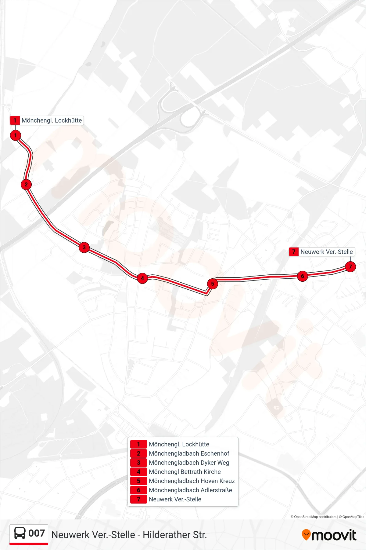 007 bus Line (Neuwerk Ver.-Stelle) route and stops on a map