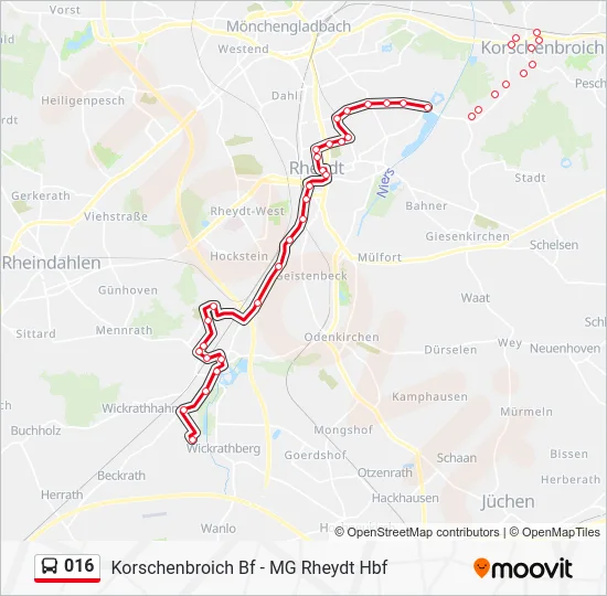 Автобус 016: карта маршрута