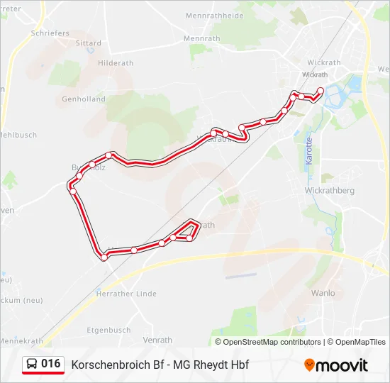 Автобус 016: карта маршрута