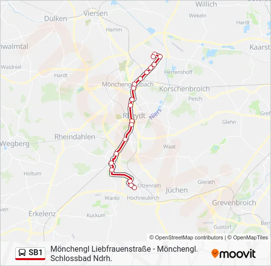 Автобус SB1: карта маршрута