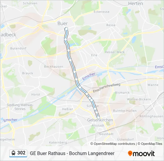 Трамвай 302: карта маршрута