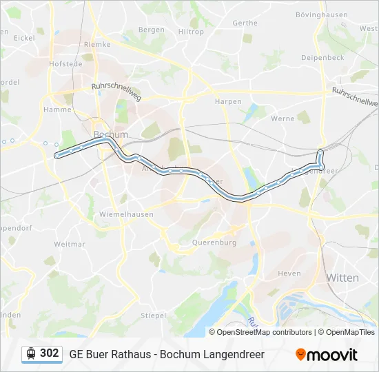 Трамвай 302: карта маршрута