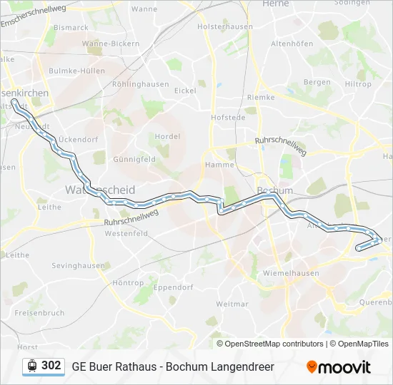 Трамвай 302: карта маршрута