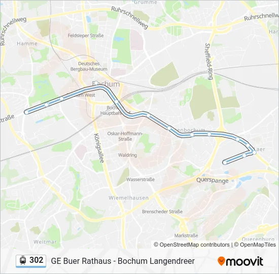 Трамвай 302: карта маршрута