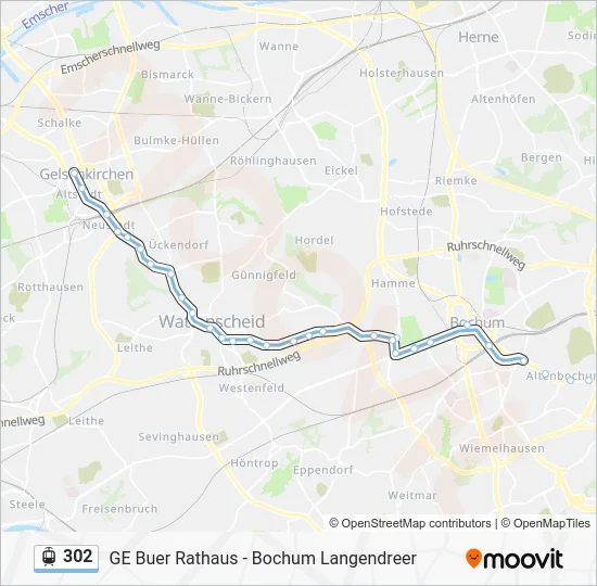 Трамвай 302: карта маршрута