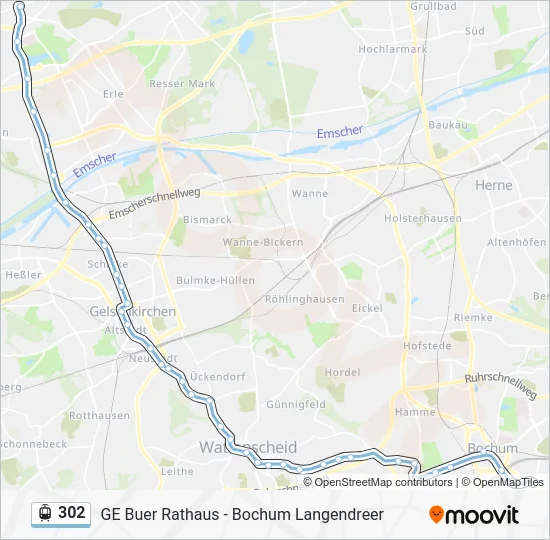 Трамвай 302: карта маршрута