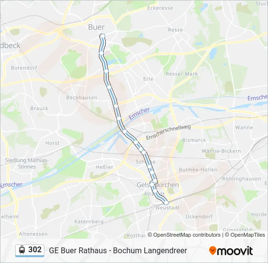 Трамвай 302: карта маршрута