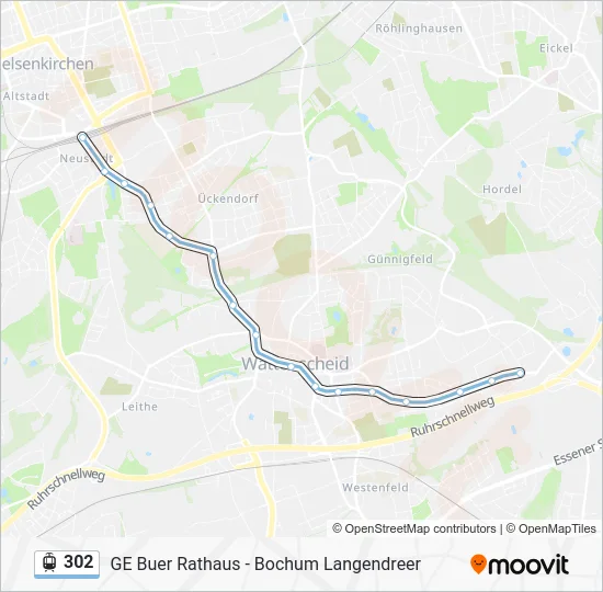 Трамвай 302: карта маршрута