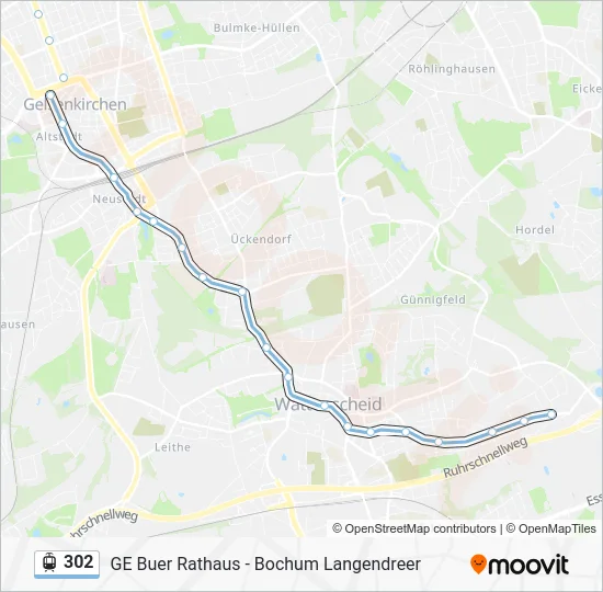 Трамвай 302: карта маршрута