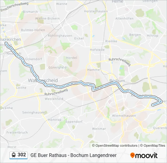 Трамвай 302: карта маршрута