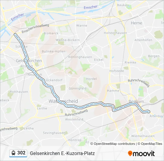 Straßenbahnlinie 302 Karte