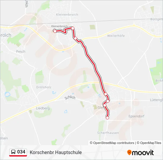 Автобус 034: карта маршрута