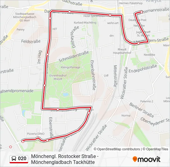 Автобус 020: карта маршрута
