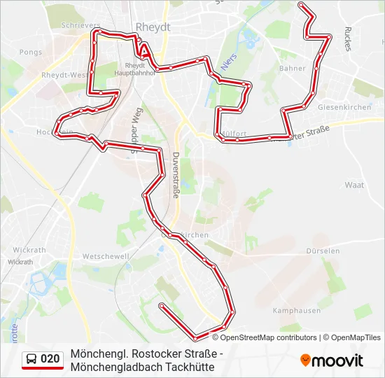 Автобус 020: карта маршрута