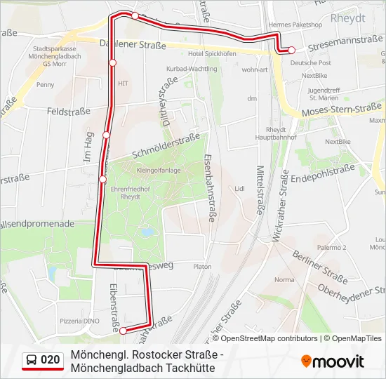 Автобус 020: карта маршрута