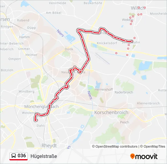 Автобус 036: карта маршрута