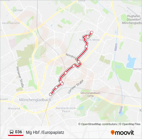 Автобус 036: карта маршрута