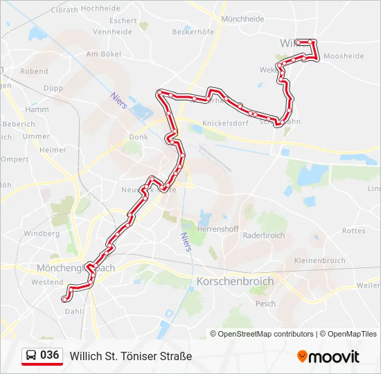 Автобус 036: карта маршрута