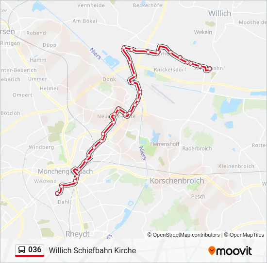 Автобус 036: карта маршрута