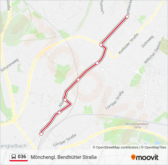 Автобус 036: карта маршрута