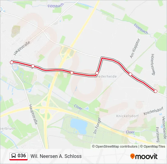 Автобус 036: карта маршрута