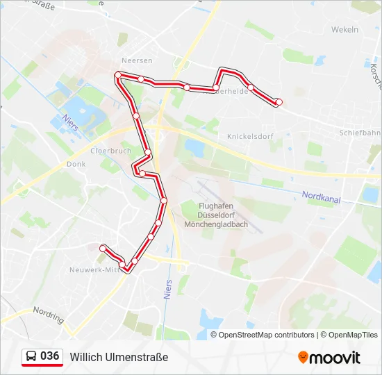 Автобус 036: карта маршрута