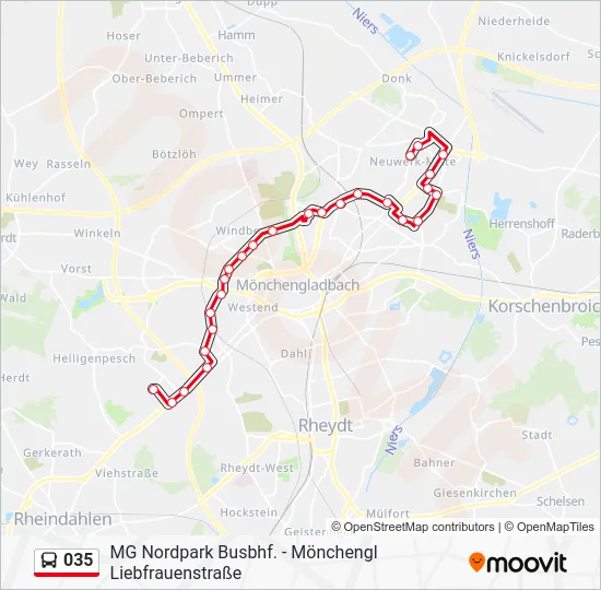 Автобус 035: карта маршрута