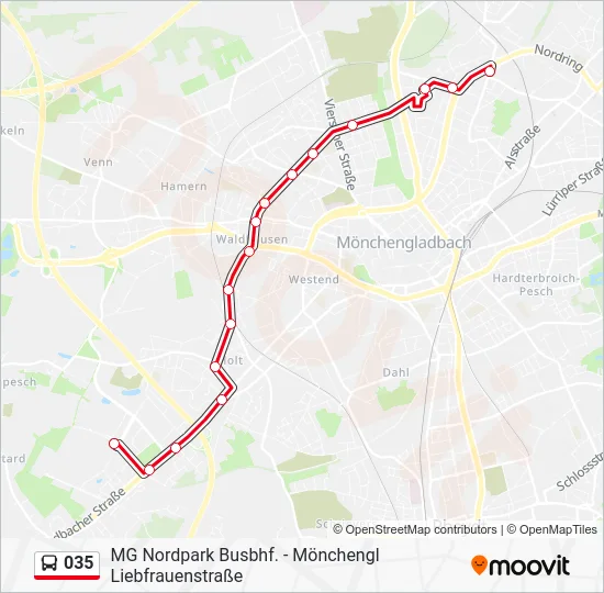 Автобус 035: карта маршрута