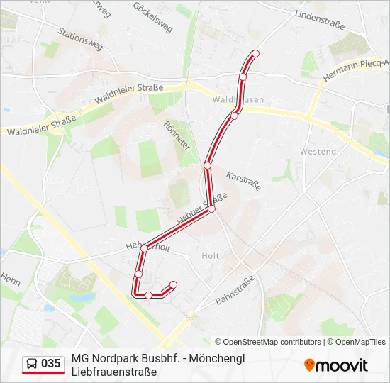 Автобус 035: карта маршрута