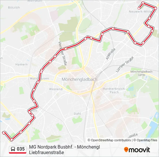 Автобус 035: карта маршрута