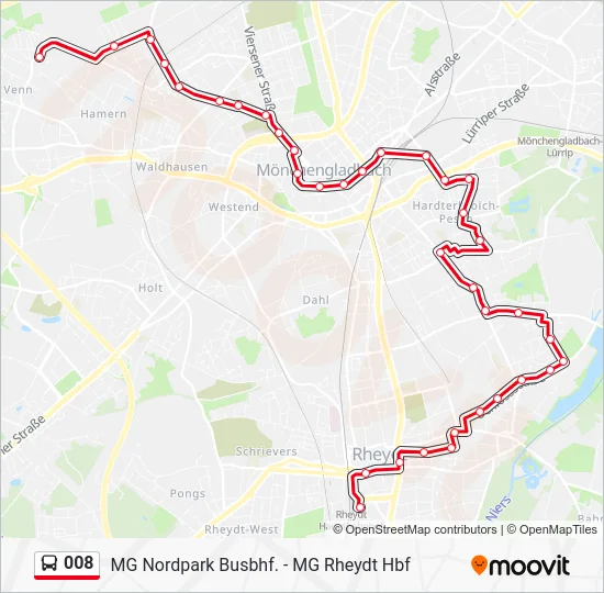 Автобус 008: карта маршрута