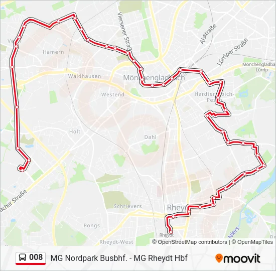 Автобус 008: карта маршрута