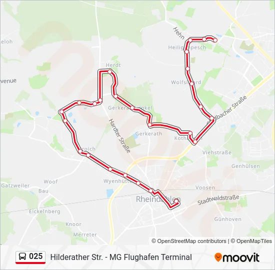 Автобус 025: карта маршрута