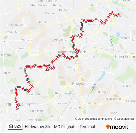 Автобус 025: карта маршрута