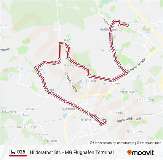 Автобус 025: карта маршрута