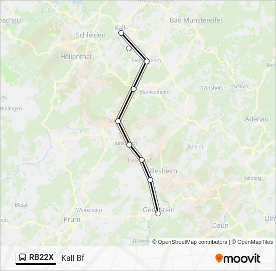Автобус RB22X: карта маршрута
