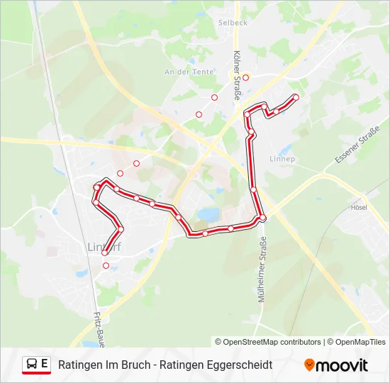 Автобус E: карта маршрута