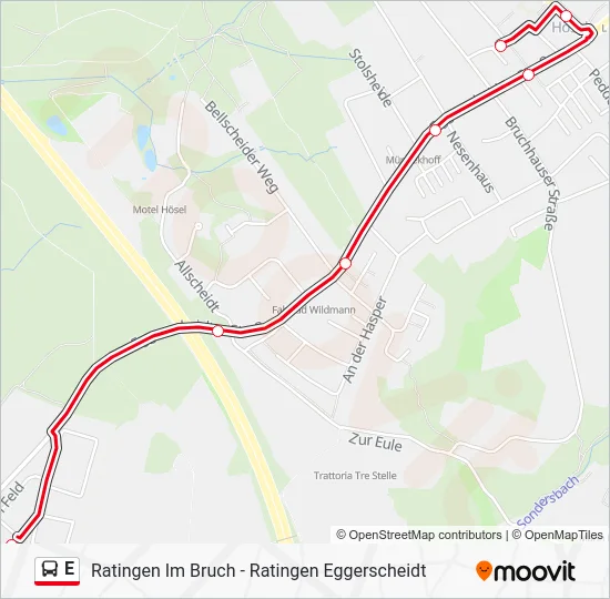 Автобус E: карта маршрута