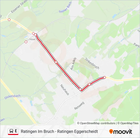 Автобус E: карта маршрута