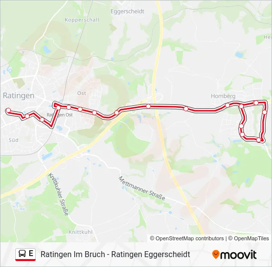 Автобус E: карта маршрута