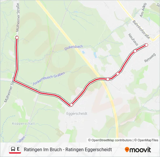 Автобус E: карта маршрута