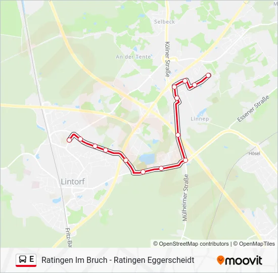 Автобус E: карта маршрута