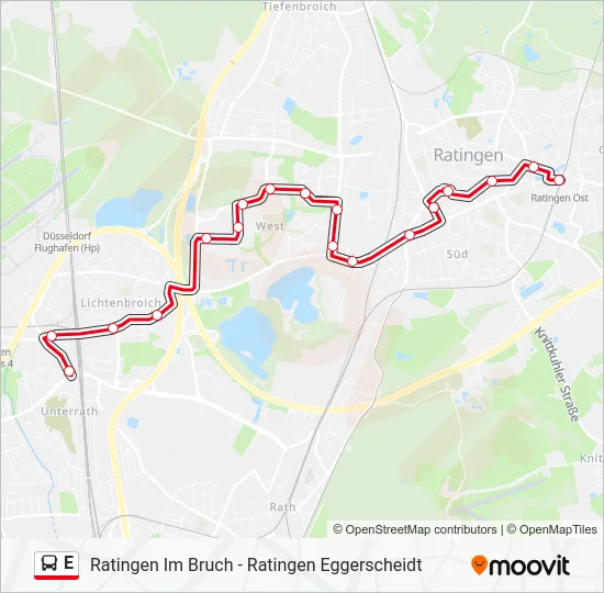 Автобус E: карта маршрута