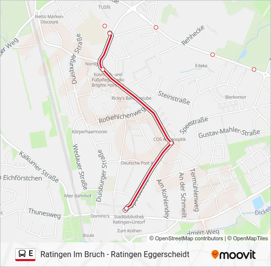 Автобус E: карта маршрута